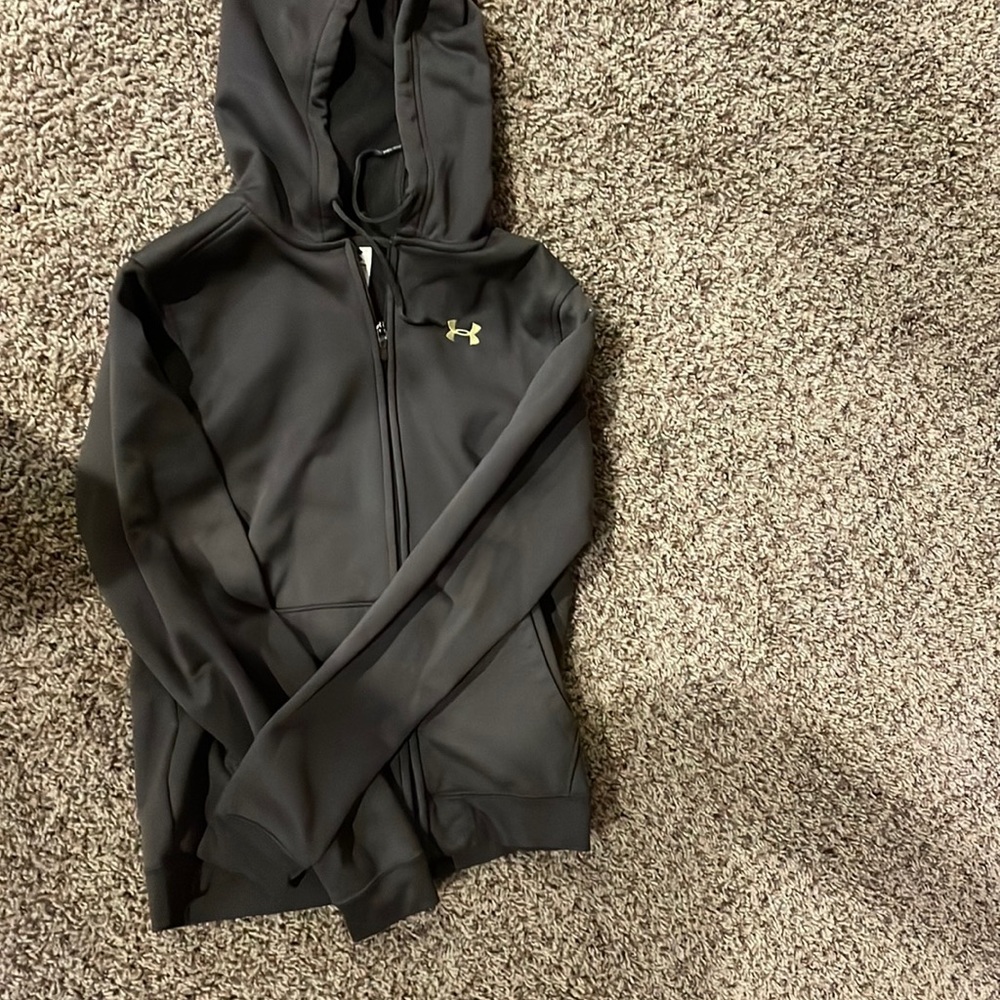 Mens dark grey Under Armour zip up hoodie!